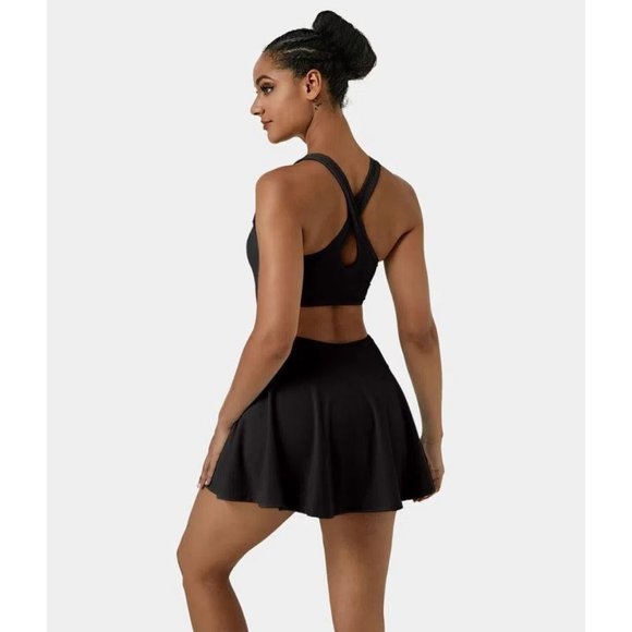 Halara Everyday Cloudful Backless 2-in-1 Activity‎ Dress Showstopper Black NWT M - Picture 1 of 8